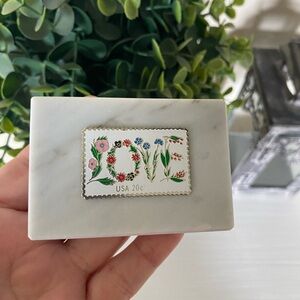Vintage March Co Stamp Design Italian  Marble Paperweight  USA Love 20 Cent LOVE